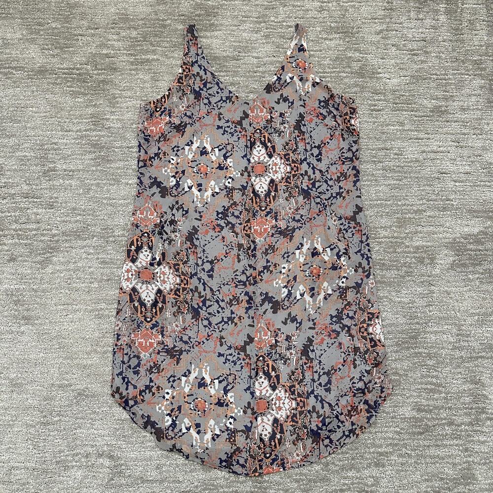 Cabi Dress Womens Medium Gray Blue Pink Abstract Boho Tank Sleeveless Lined